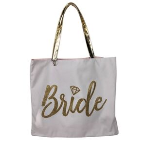 Reversible Tote Bag Bride To Mrs White Pink Gold